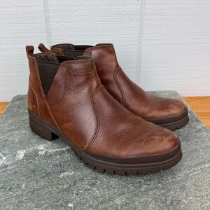 Merrell City Leaf Pull On Booties Brown Leather Casual Comfort Weatherproof 9